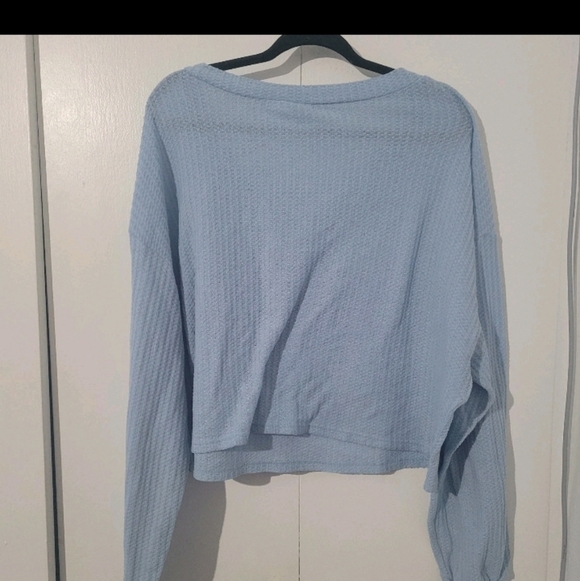 Light Blue V-Neck Women's Top - Picture 3 of 5